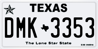TX license plate DMK3353