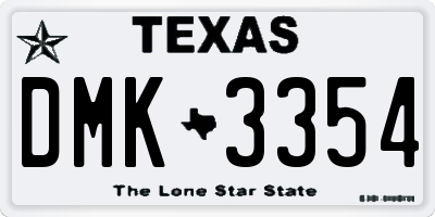 TX license plate DMK3354