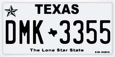 TX license plate DMK3355