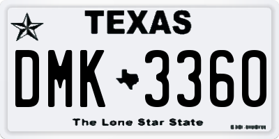 TX license plate DMK3360