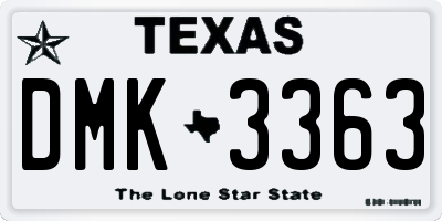 TX license plate DMK3363