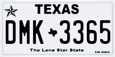 TX license plate DMK3365