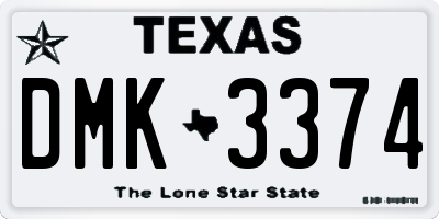 TX license plate DMK3374