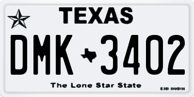 TX license plate DMK3402
