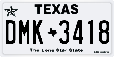 TX license plate DMK3418