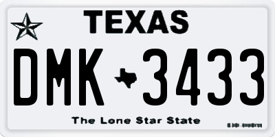 TX license plate DMK3433