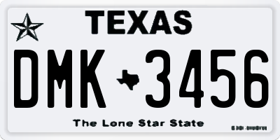 TX license plate DMK3456