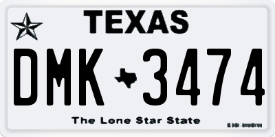 TX license plate DMK3474