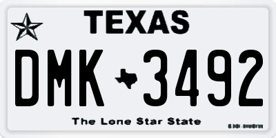 TX license plate DMK3492