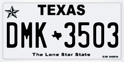 TX license plate DMK3503