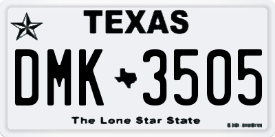 TX license plate DMK3505