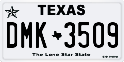 TX license plate DMK3509