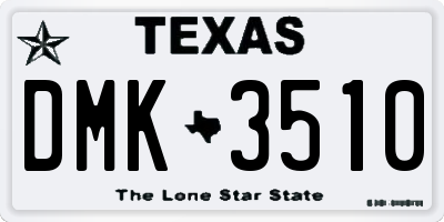 TX license plate DMK3510