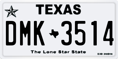TX license plate DMK3514