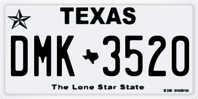 TX license plate DMK3520