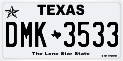 TX license plate DMK3533