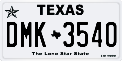 TX license plate DMK3540