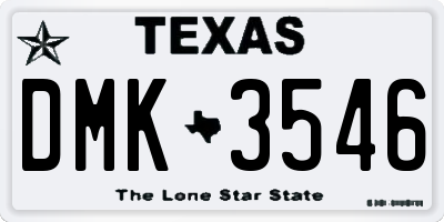 TX license plate DMK3546