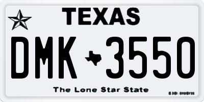 TX license plate DMK3550