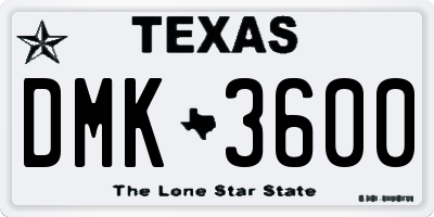 TX license plate DMK3600