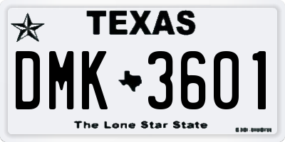 TX license plate DMK3601