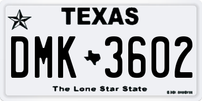 TX license plate DMK3602