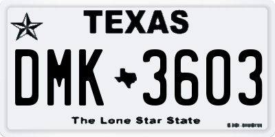 TX license plate DMK3603