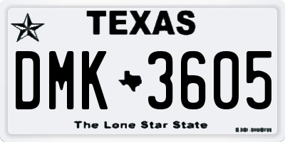 TX license plate DMK3605