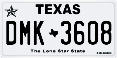 TX license plate DMK3608