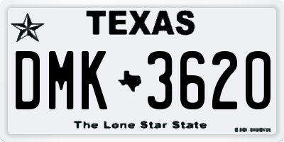 TX license plate DMK3620