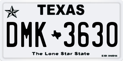 TX license plate DMK3630