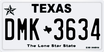 TX license plate DMK3634