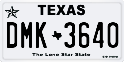 TX license plate DMK3640