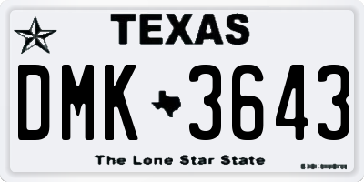 TX license plate DMK3643