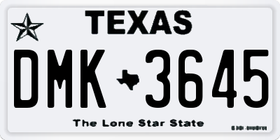 TX license plate DMK3645