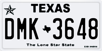 TX license plate DMK3648