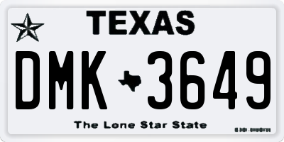 TX license plate DMK3649