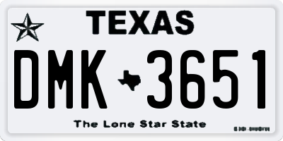 TX license plate DMK3651