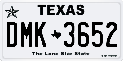TX license plate DMK3652
