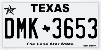 TX license plate DMK3653