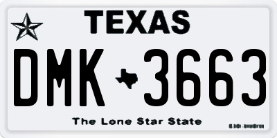 TX license plate DMK3663