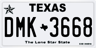 TX license plate DMK3668