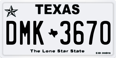 TX license plate DMK3670