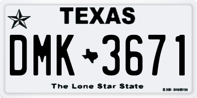TX license plate DMK3671