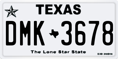 TX license plate DMK3678