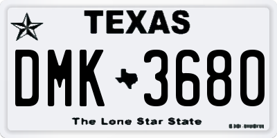 TX license plate DMK3680
