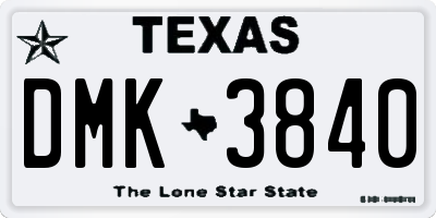 TX license plate DMK3840