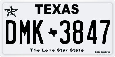TX license plate DMK3847