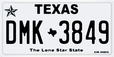 TX license plate DMK3849