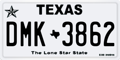 TX license plate DMK3862